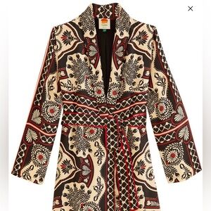 NWT FARM Rio Cream Black and Red Floral Belted Kimono
